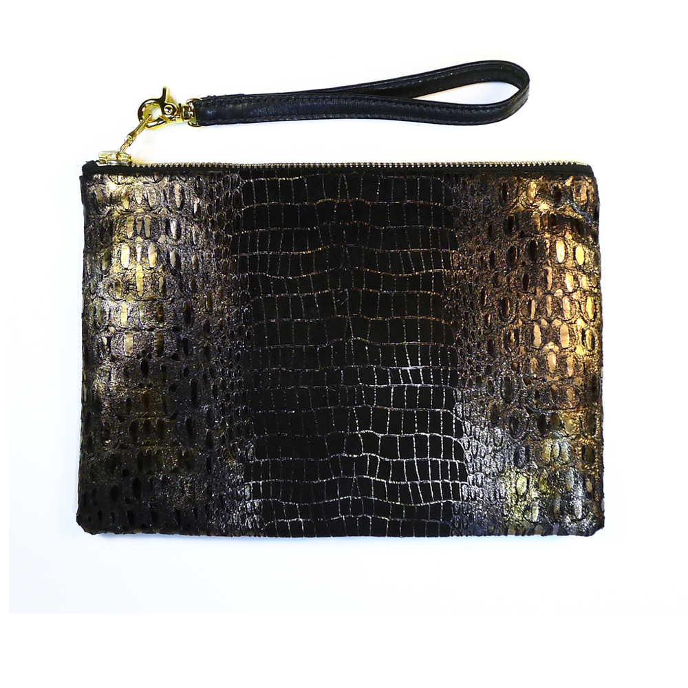 Metallic Lizard Zip Pouch